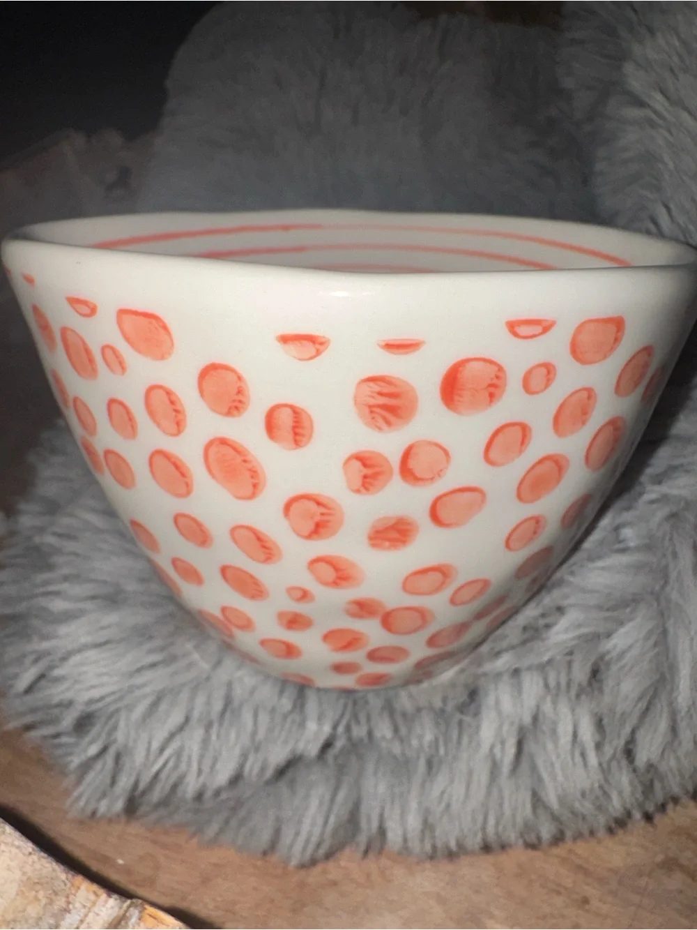 Paper Source Cream Ceramic Mug with “Coral Dots” and Gold Handle